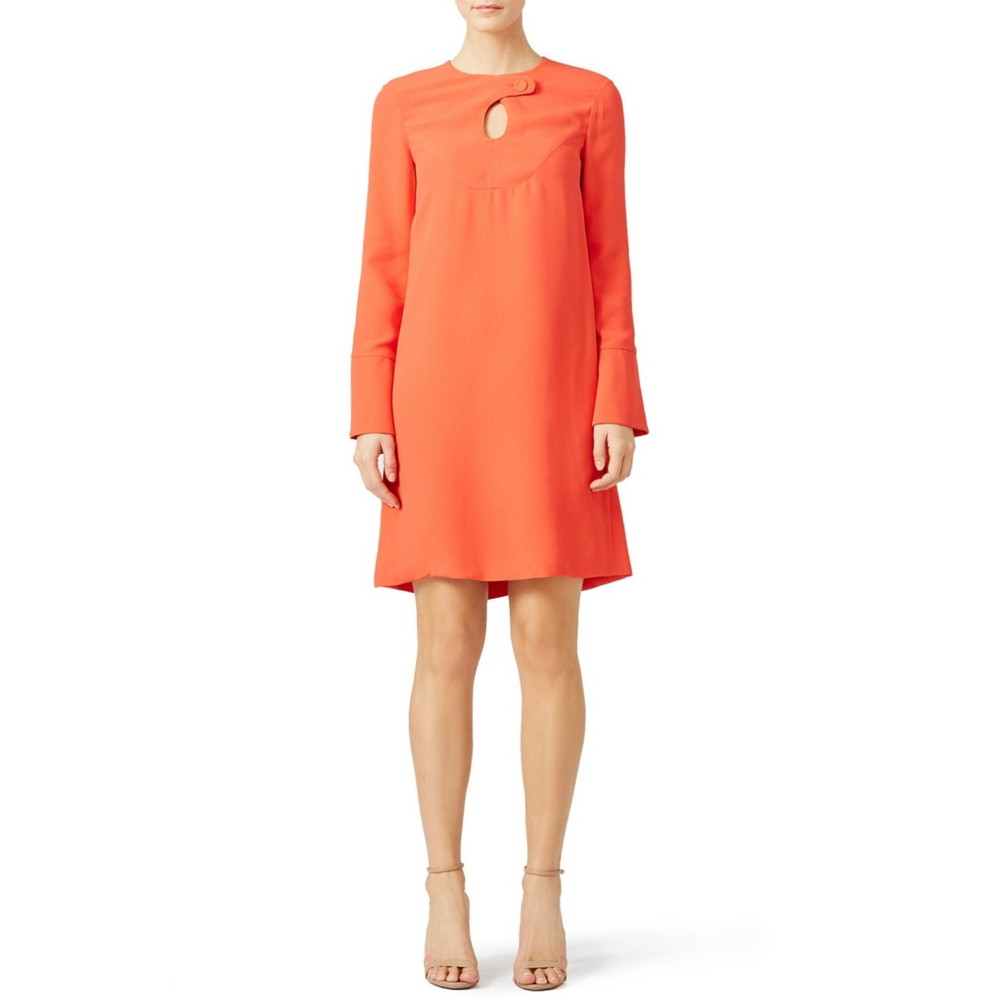 Derek Lam Cady Mini Dress Safety Orange Size 4 Keyhole MOD 60s Twiggy